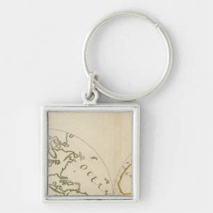 World Map in 4 Parts Key Ring