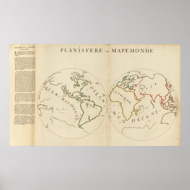 World Map in 4 Parts Poster (Front)