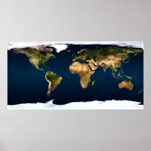World map in full natural colours by healing love poster