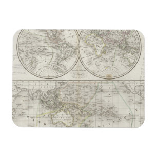 World Map in Two Hemispheres Magnet