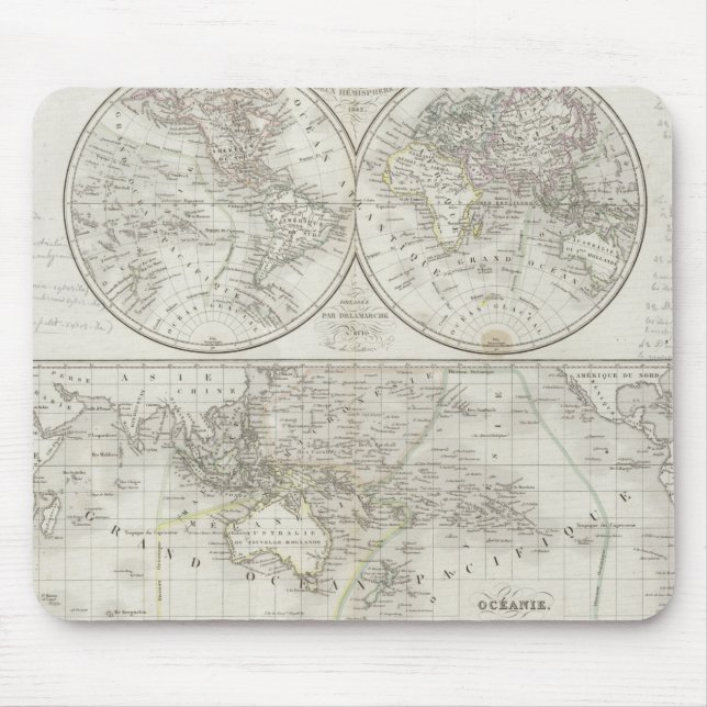 World Map in Two Hemispheres Mouse Pad (Front)