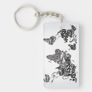 World Map in Typography Key Ring
