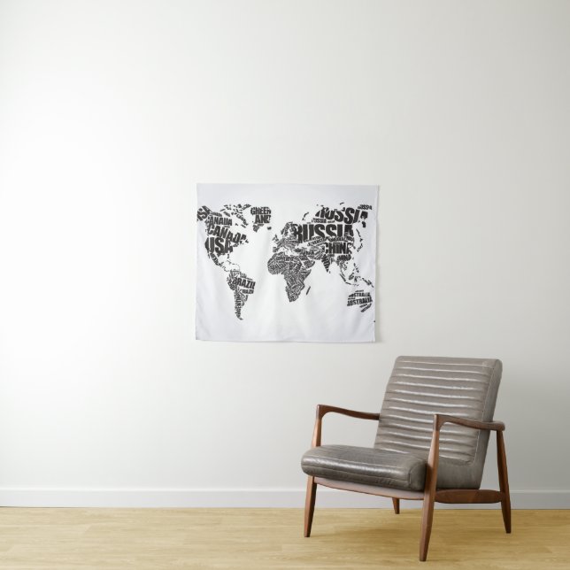 World Map in Typography Tapestry (In Situ (Horizontal))