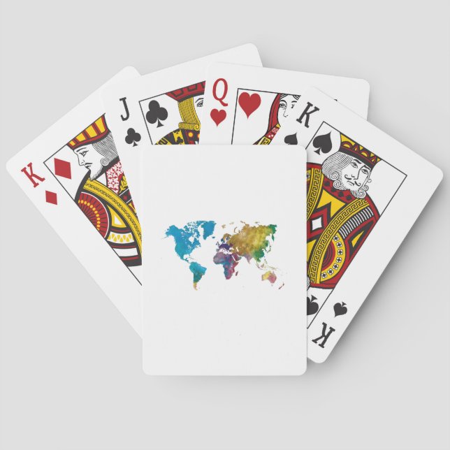 World map in watercolor playing cards (Back)