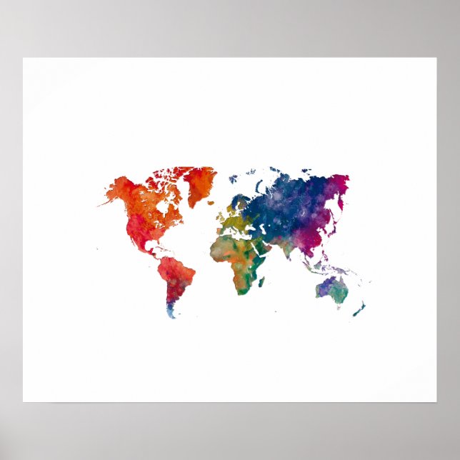 World map in watercolor poster (Front)