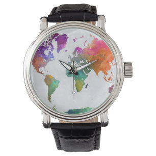World Map In Watercolor Watch