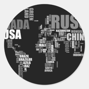 World Map in Words Classic Round Sticker