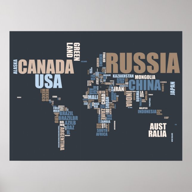 World Map in Words Poster (Front)
