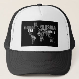 World Map in Words Trucker Hat