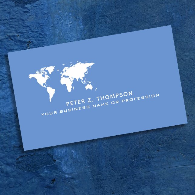 World map international caribbean blue business card (Creator Uploaded)