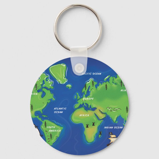 World Map Key Ring (Front)