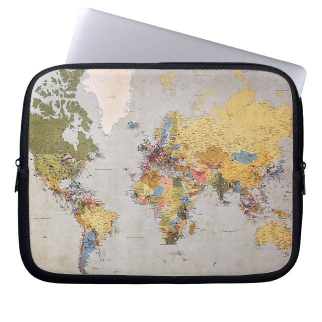 world map laptop sleeve (Front)