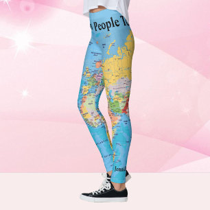 World Map Leggings YOUR NAME Yoga Pants S to XL