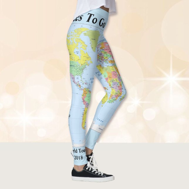 World Map Leggings YOUR NAME Yoga Pants S to XL (Creator Uploaded)