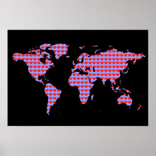 world map - love pattern poster