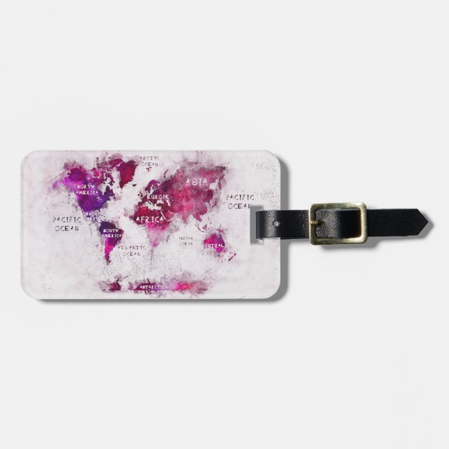 world map luggage tag (Front Horizontal)