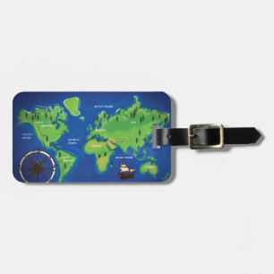World Map Luggage Tag