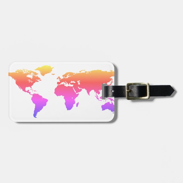 World Map Luggage Tag (Front Horizontal)