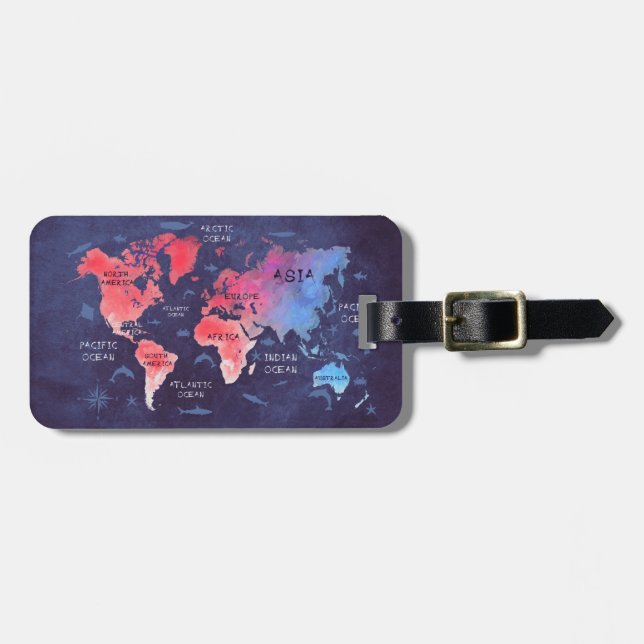world map Luggage Tag (Front Horizontal)