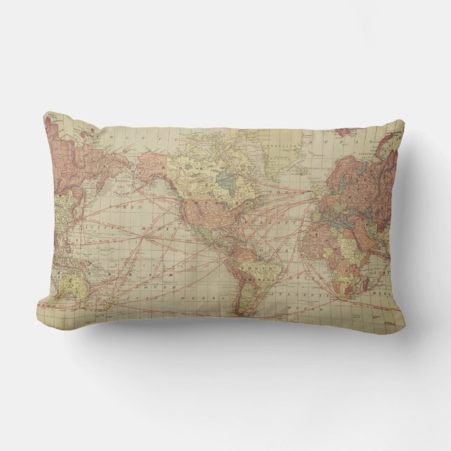 World map lumbar cushion (Front)
