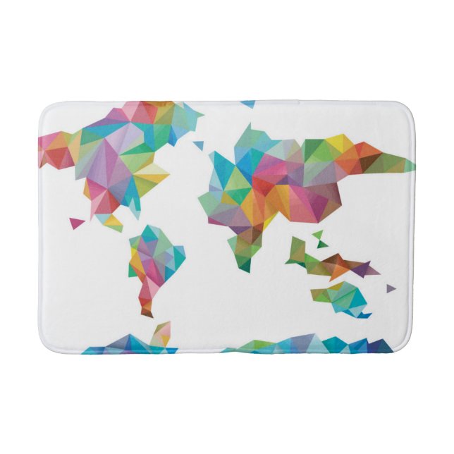 World Map Made of Geometric Shapes Bath Mat (Front)