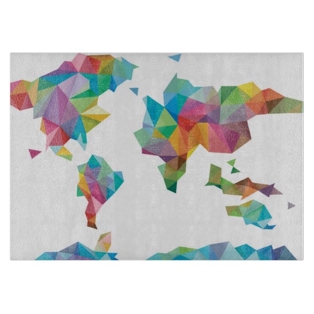 World Map Made of Geometric Shapes Cutting Board (Front)