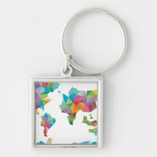 World Map Made of Geometric Shapes Key Ring