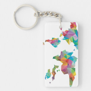 World Map Made of Geometric Shapes Key Ring