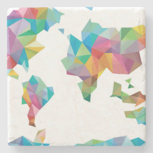 World Map Made of Geometric Shapes Stone Coaster