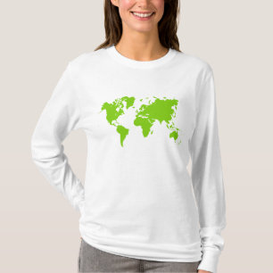 World Map - Martian Green T-Shirt
