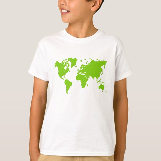 World Map - Martian Green T-Shirt (Front)