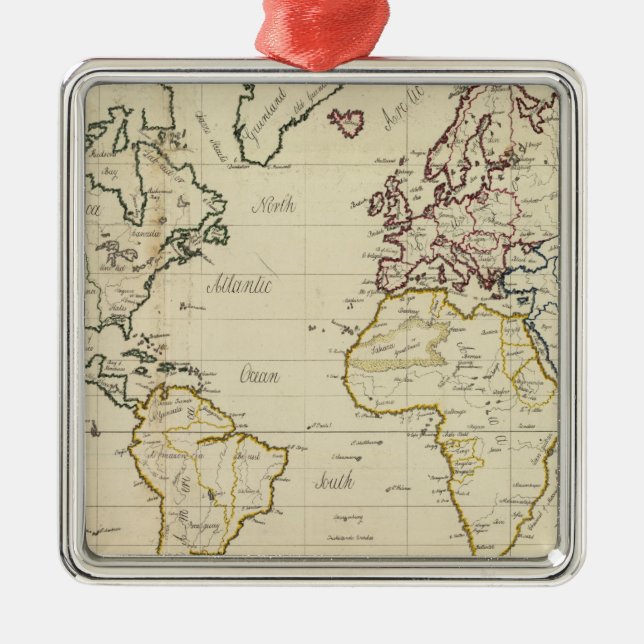 World map metal tree decoration (Front)