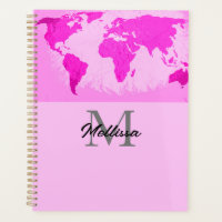 World Map Monograms Traveller Blush Pink Purple