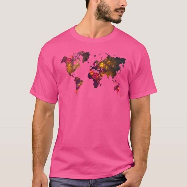 World Map Mountains Worldmap Map T-Shirt (Front)