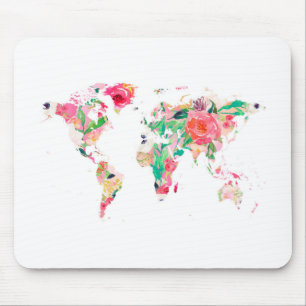 World Map Mouse Pad, Pink Pad