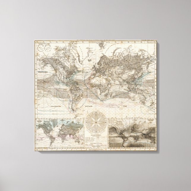 World map of Air Flow Canvas Print (Front)