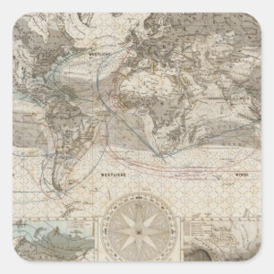 World map of Air Flow Square Sticker