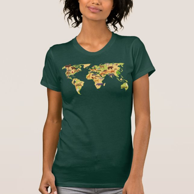 World Map of Animals T-Shirt (Front)