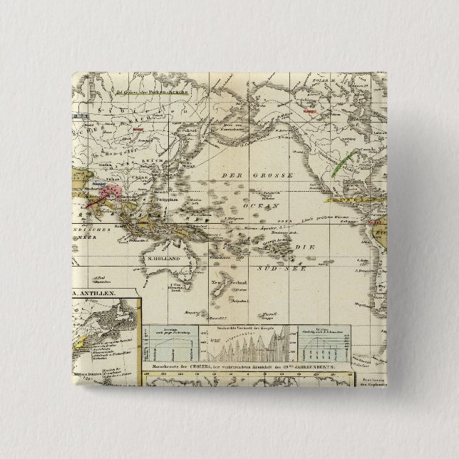 World Map of Diseases 15 Cm Square Badge (Front)