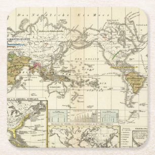 World Map of Diseases Square Paper Coaster