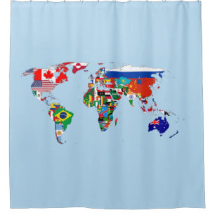 World Map of Flags Shower Curtain