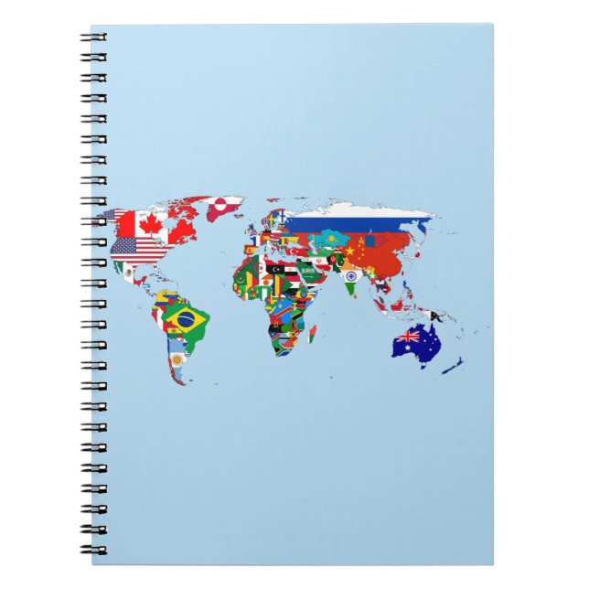 World Map of Flags Spiral Photo Notebook (Front)