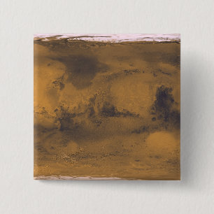 World Map of Mars Red Planet by Satellite 15 Cm Square Badge