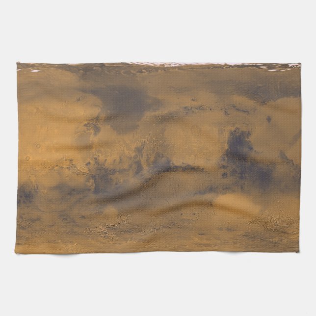 World Map of Mars Red Planet by Satellite  Tea Towel (Horizontal)