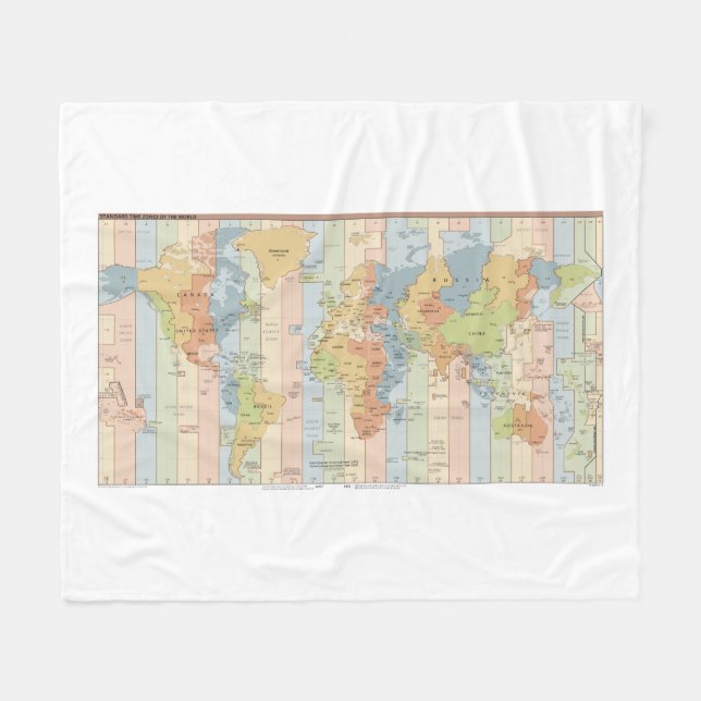 World Map of Time Zones Fleece Blanket (Front (Horizontal))