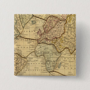World map on Mercators Projection 15 Cm Square Badge