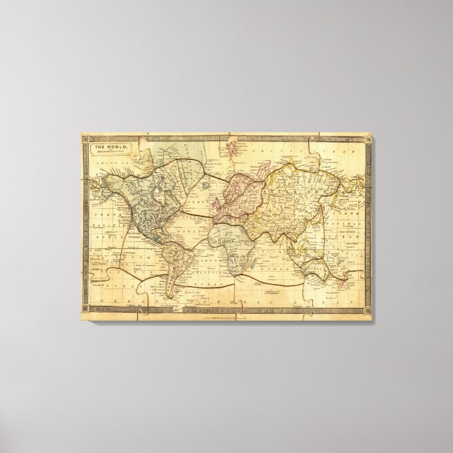 World map on Mercators Projection Canvas Print (Front)