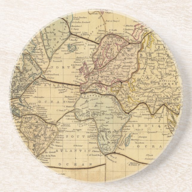 World map on Mercators Projection Coaster (Front)