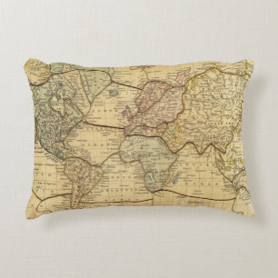 World map on Mercators Projection Decorative Cushion