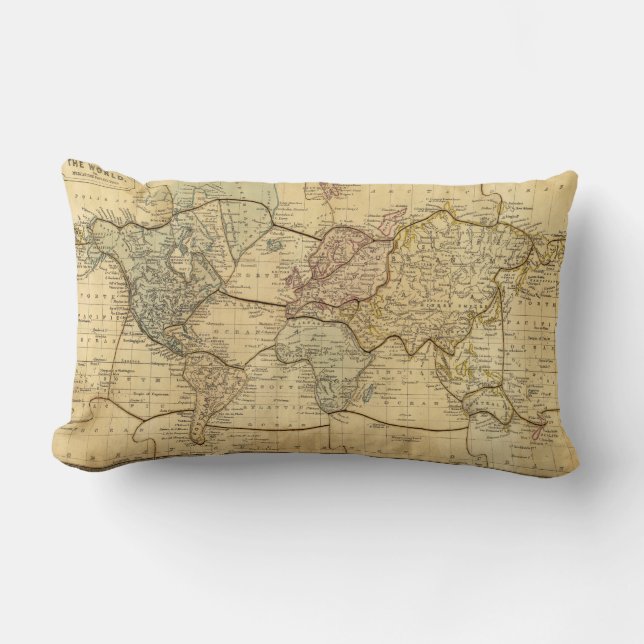 World map on Mercators Projection Lumbar Cushion (Front)